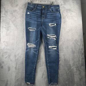 Women’s M Jeans By MAURICES High Rise Stretch Skinny Jeans Size L Distressed